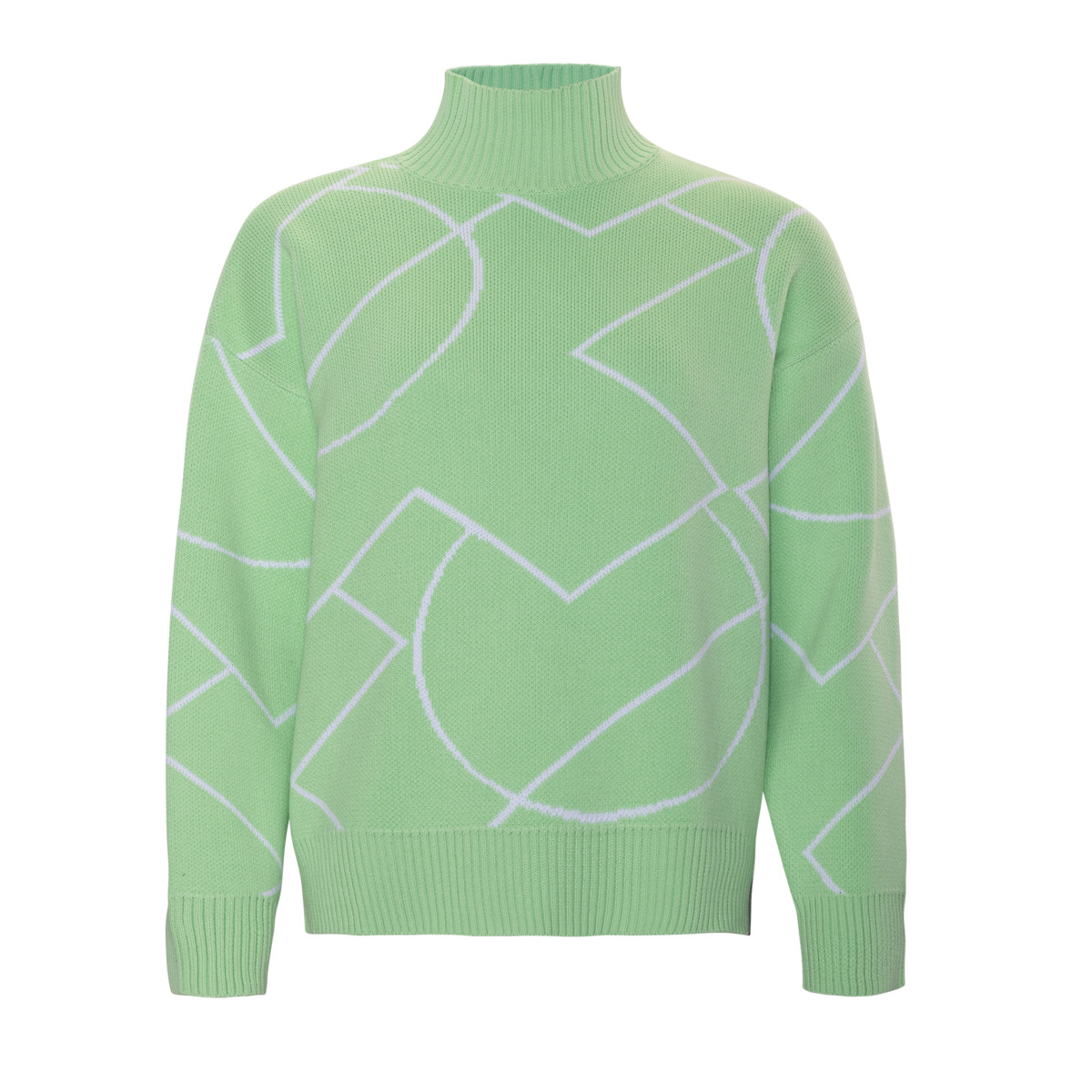 Grüner Strickpullover mit grafischem Muster von LIVING CRAFTS